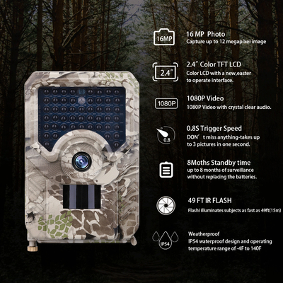 Hinterkameras CMOS 12MP 1080P der Jagd-PR200